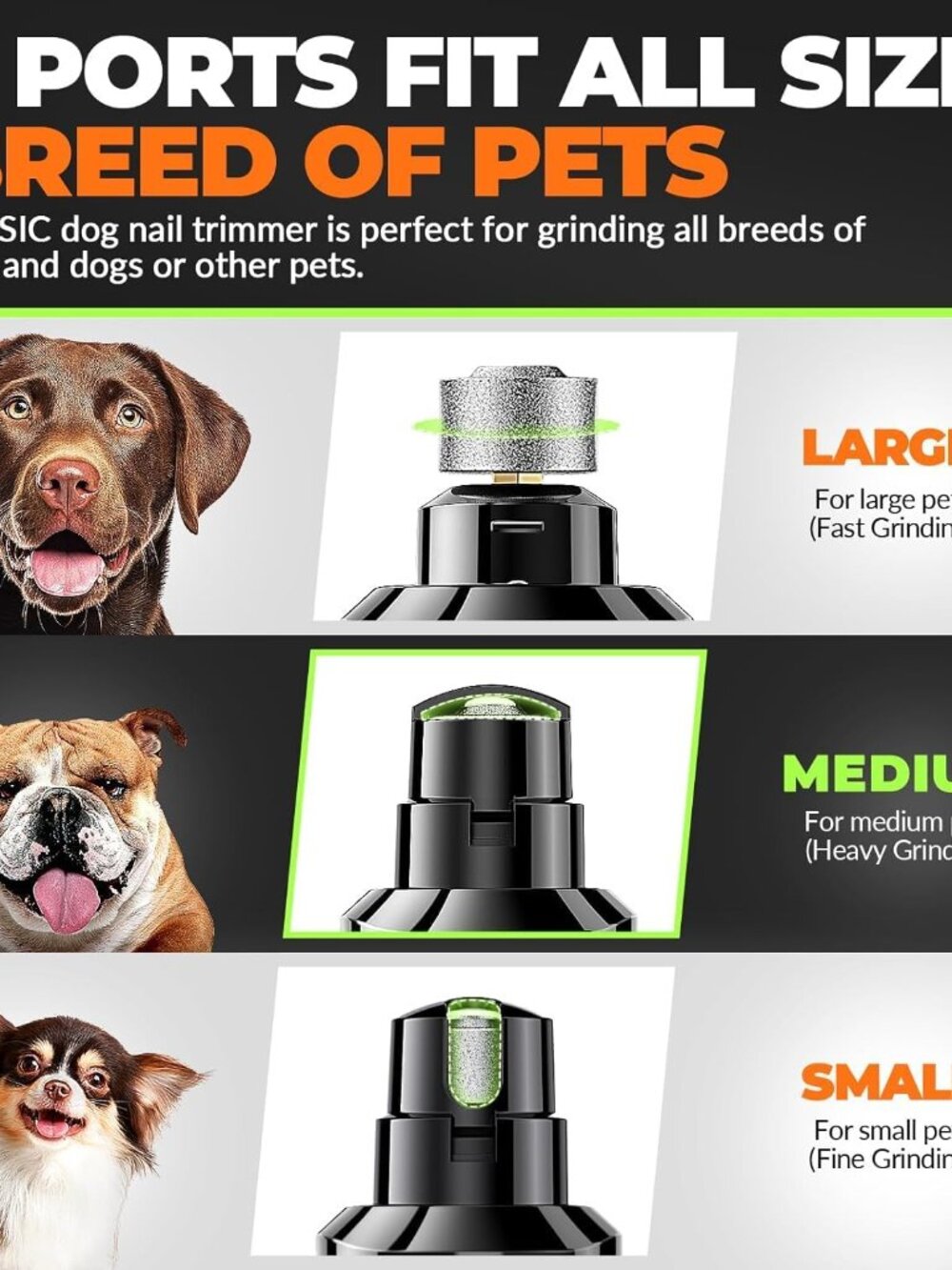 Dog Nail Grinder with 2 LED Lights Powerful 2 Speeds Super Quiet Dog Nail Trimme - Picture 6 of 9